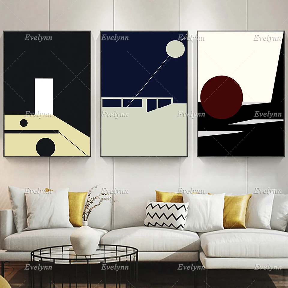 

Mid Century Bauhaus Architecture Posters, Neutral Wall Art Prints, Modern Art Home Decor Canvas,Living Room Decoration Gift