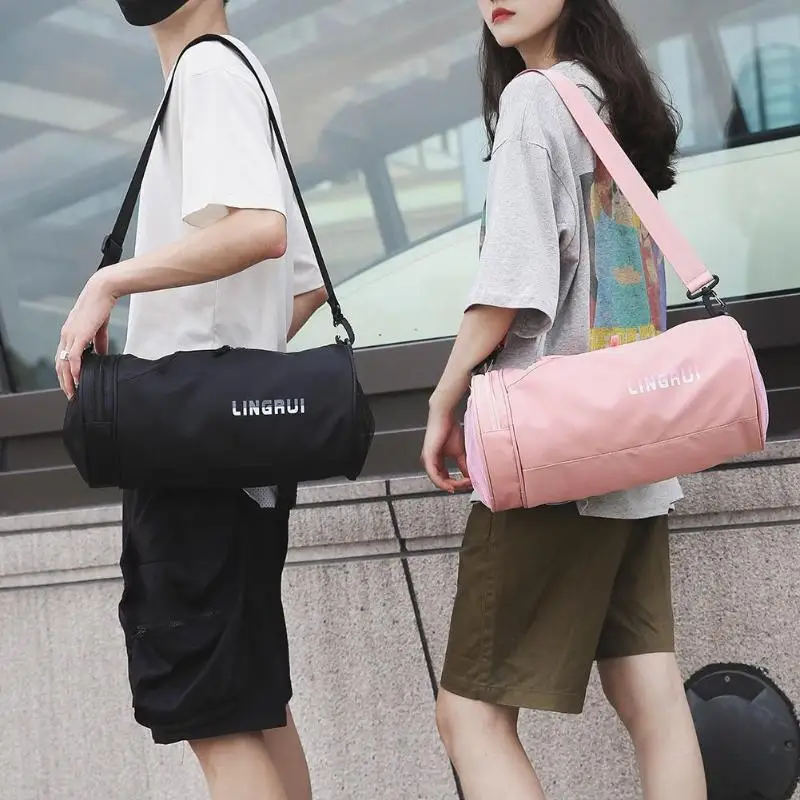 

Nylon Women Men Travel Sports Gym Shoulder Bag Large Waterproof Nylon Handbags Black Pink Color Outdoor Sport Bags 2019 New