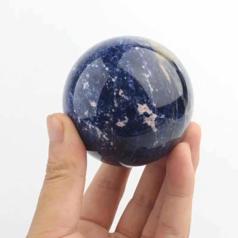 

MOKAGY 60mm-70mm Natural Polished Rocks Blue-Veins Stone Crystal Sphere Gems Quartz Ball With Wooden Stand 1pc
