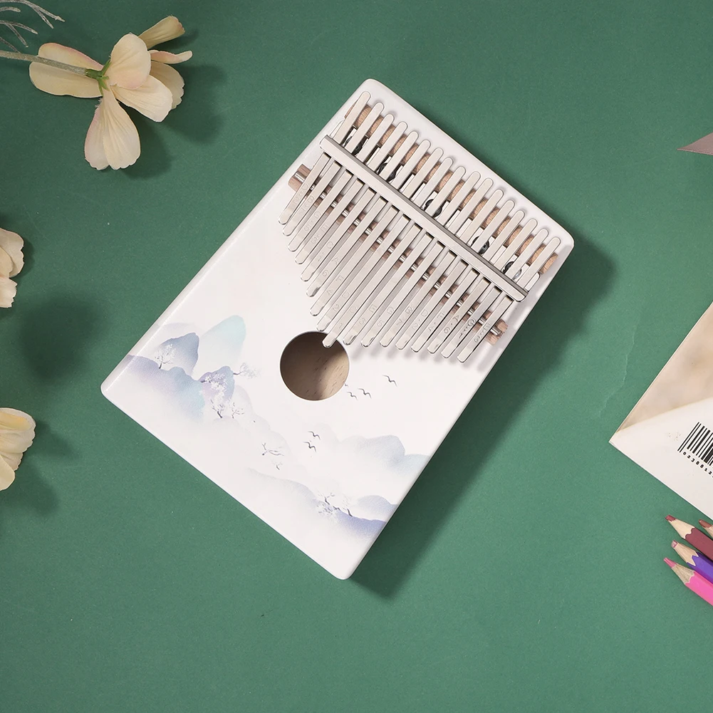Музыкальная шкатулка Kalimba с 17 клавишами пианино рисунком из ели и дерева