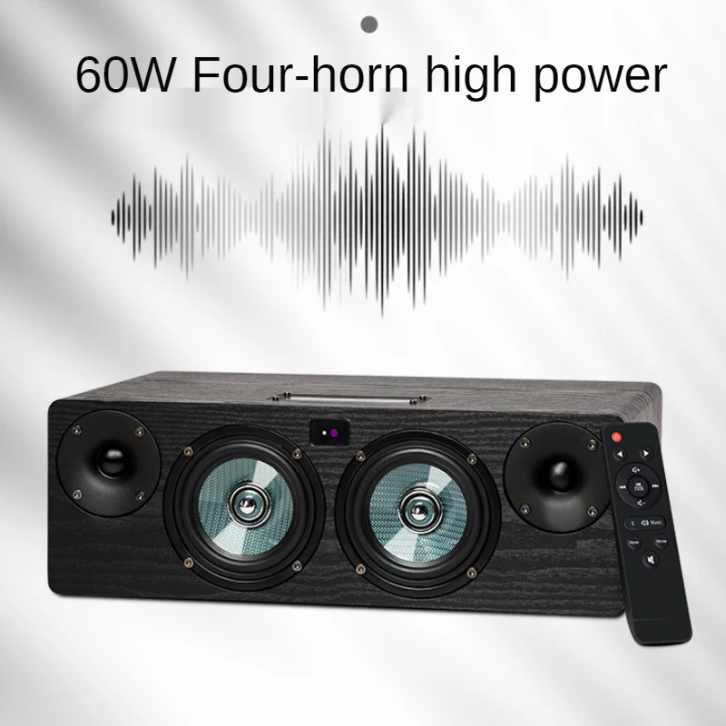 

Домашний кинотеатр, деревянный портативный Bluetooth-динамик, 60 Вт, мощный 3D стерео сабвуфер, беспроводной пульт дистанционного управления, под...