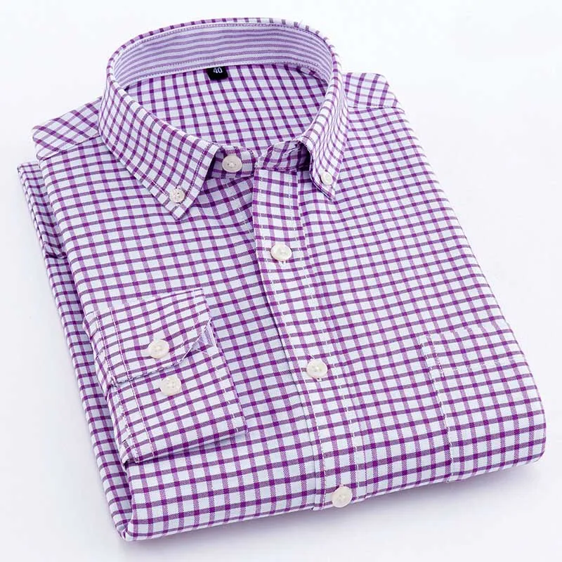 Мужская Повседневная рубашка из ткани Оксфорд полосатая дышащая с длинными