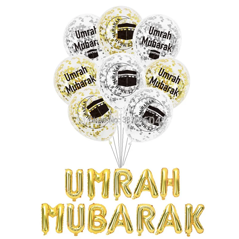 umrah mubarak balloons eid mubarak  Islam Muslim new year festival party decorations letter foil balloon banner