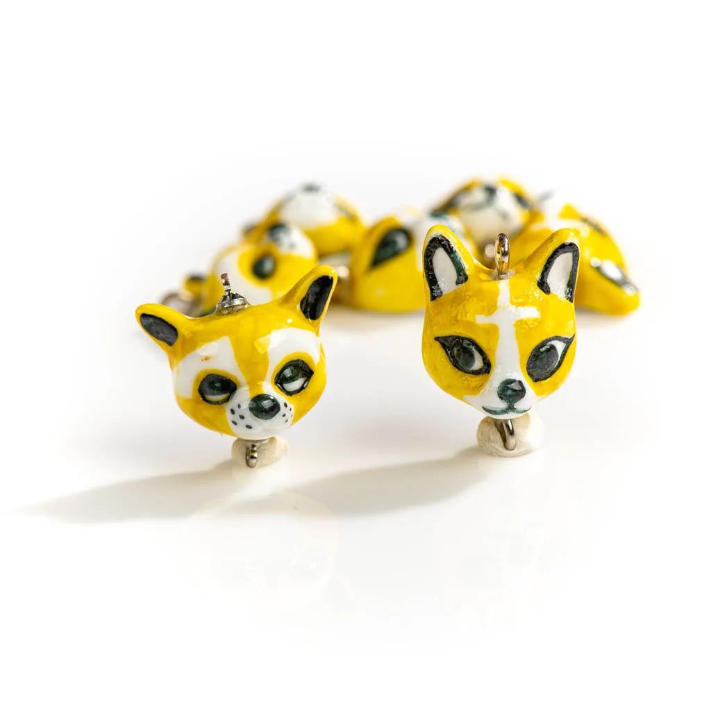 

30#2pcs Cartoon Small Animal Fox Head Ceramic Pendant Handmade Material Jewelry Accessories Necklace Bracelet Beads #XN240