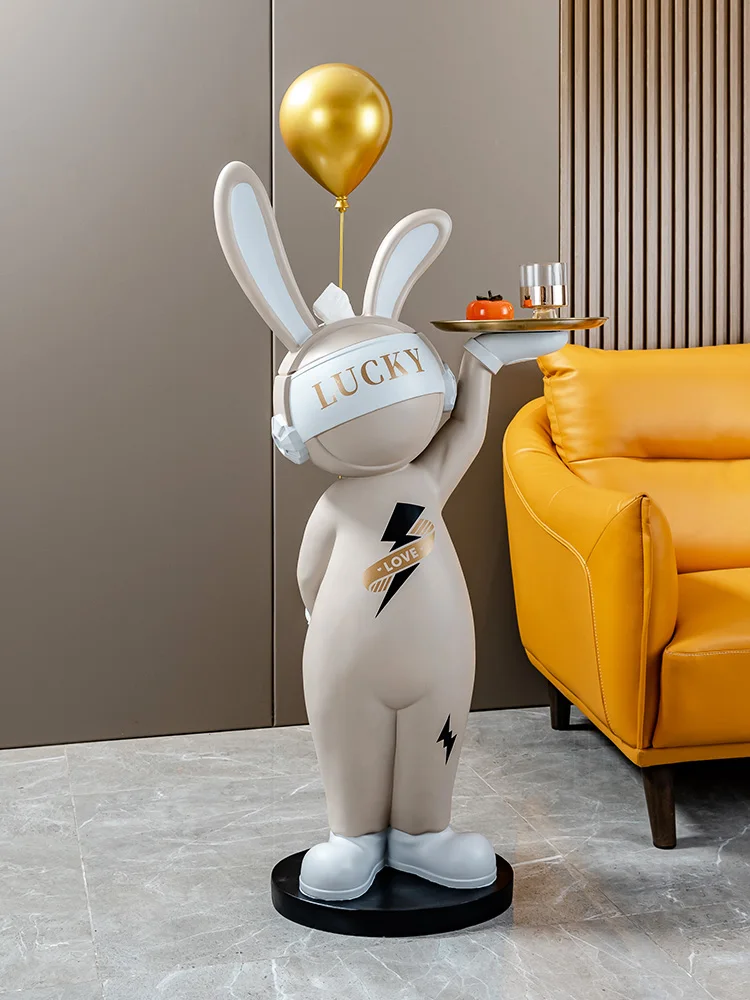 

135CM Balloon Rabbit Tray Decorations Cartoon Living Room Floor Indoor Figurine Furniture Accessories Animal Table Home Dector