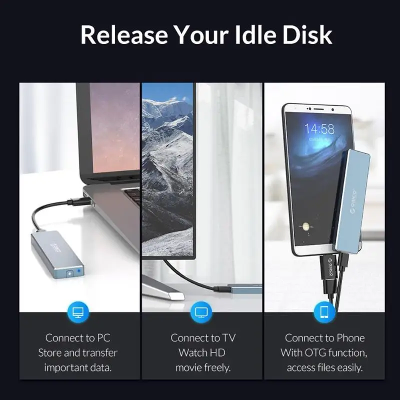 ORICO PVM2F-C3 M2 SSD жесткий диск чехол USB 3,1 Тип-C 5 Гбит/с M.2 NGFF SSD HDD корпус 2230 2242 2260 2280 m.2 SSD чехол для портативных ПК