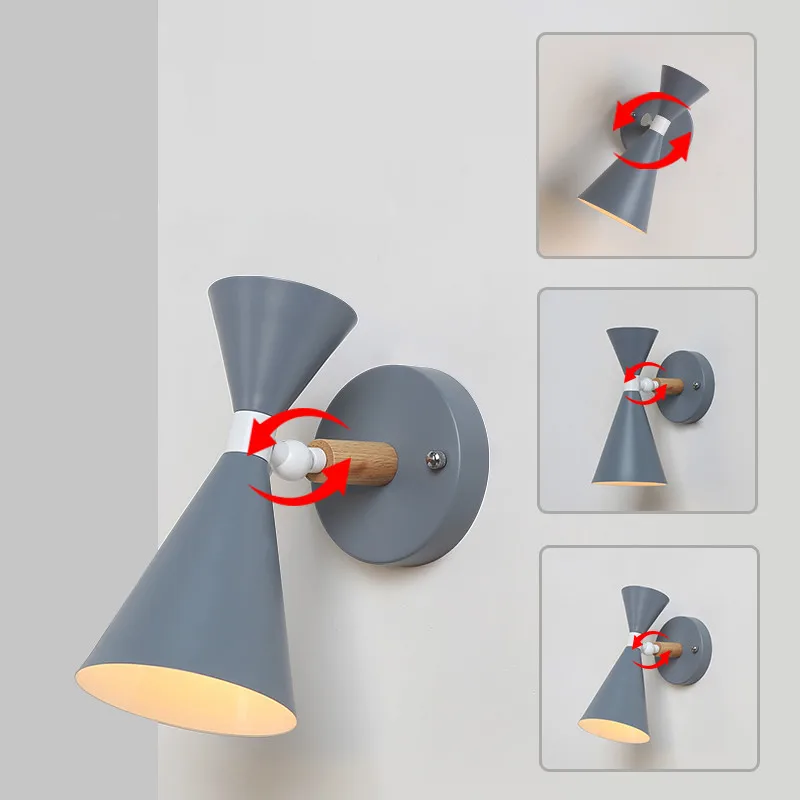 Скандинавская настенная лампа s вращающийся простой светильник железный