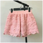 Шорты женские кружевные с завышенной талией, пикантные эластичные Короткие штаны с широкими штанинами, белые черные, K560, весна-лето 2022