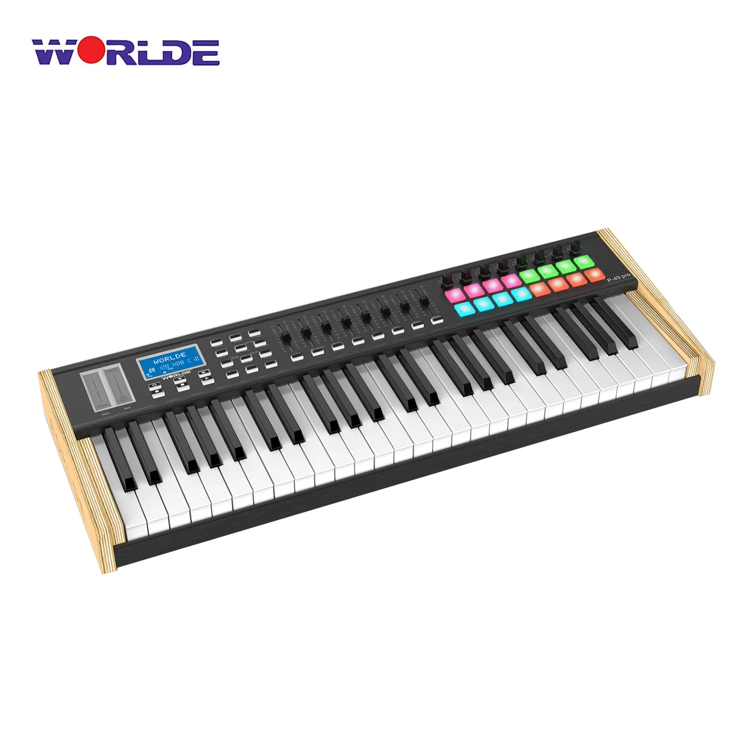 

На выбор P-49 Pro 49-ключ USB MIDI контроллер клавиатуры ЖК-дисплей Дисплей с 49 полувзвешенных клавиш 16 RGB подсветкой триггерные подушки