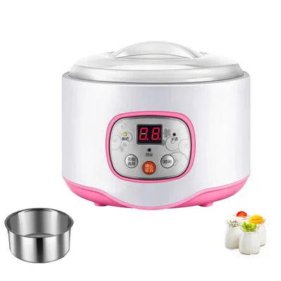 Pink with 4 cup DMWD Многофункциональный Электрический Йогуртница синхронизации Natto рисовое вино машина автоматический йогурт ферментер с 4 Leben стеклянные чашки ЕС - Цвет: Pink with 4 cup