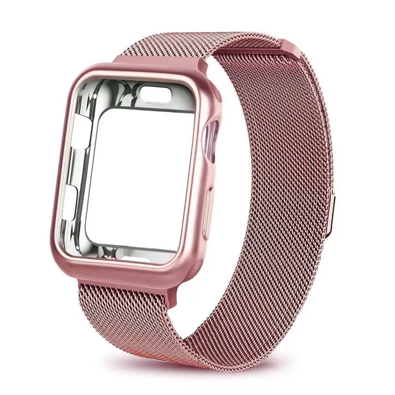 Чехол+ ремешок для часов Apple Watch 42 мм 38 мм Миланская петля браслет из нержавеющей стали для Apple Watch 40 мм 44 мм серия 5 4 3 2