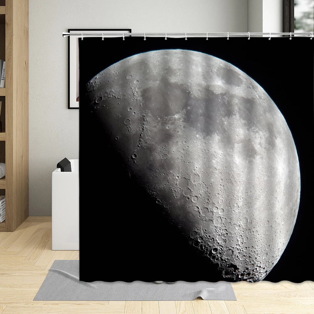 

Black Shower Curtain Moon In The Water shadow Cartoons Couples Girl Dancing Background Bathroom Home Decorative Cloth Washable