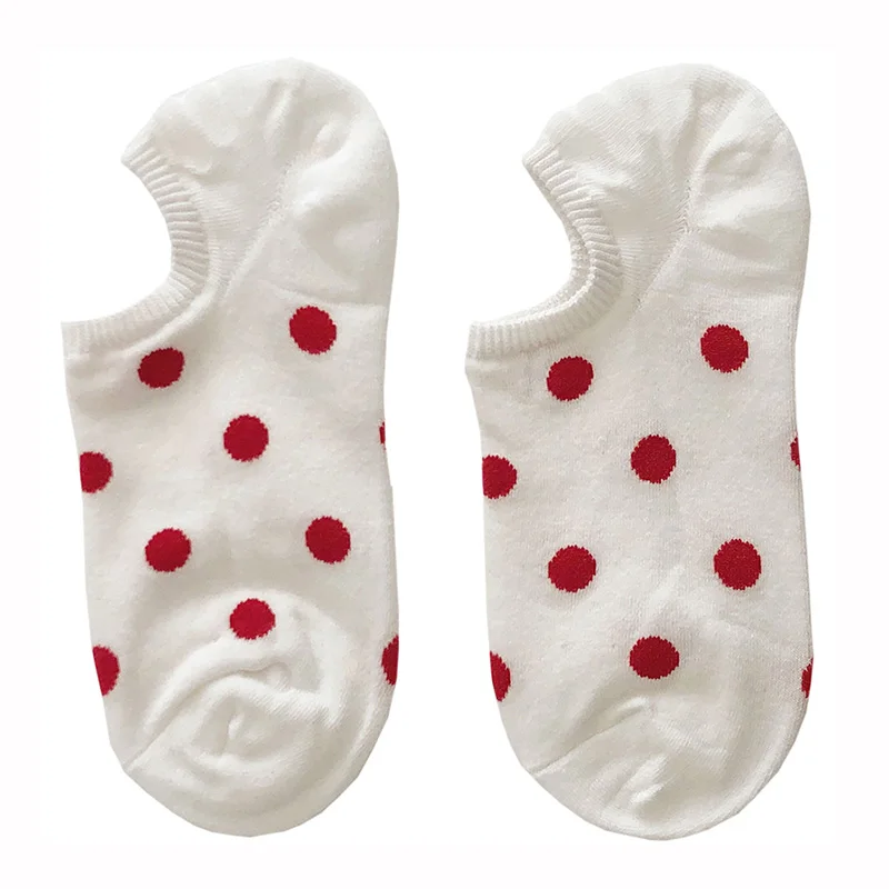 5Pais/Lot Women Socks Short Cotton Aesthetic Novelty Dot Sweet Boat Socks Chaussette Femme Skarpety Kobieta Ankle Sock Woman