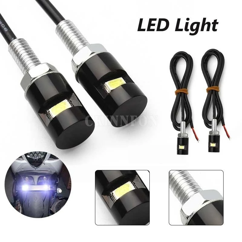 

500Pcs/Lot 2Pcs Set White LED SMD Motorcycle & Car License Plate Screw Bolt Light lamp bulb 12V