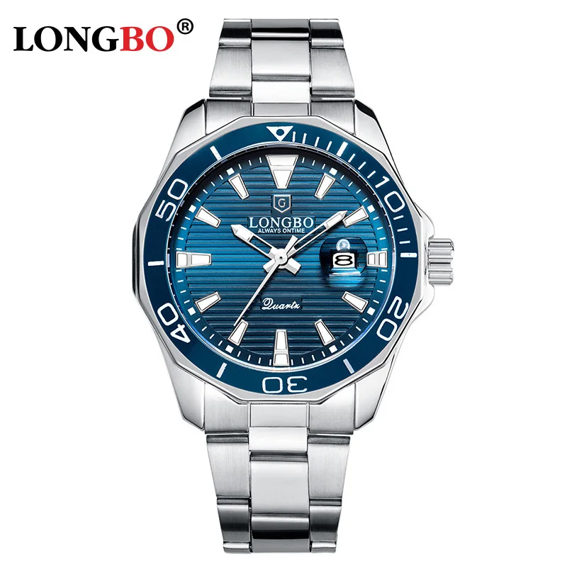 

LONGBO Mens Watches Top Brand Luxury Watch for Men Quartz Wristwatches Calendar Stainless Steel Strap Relogios Masculino