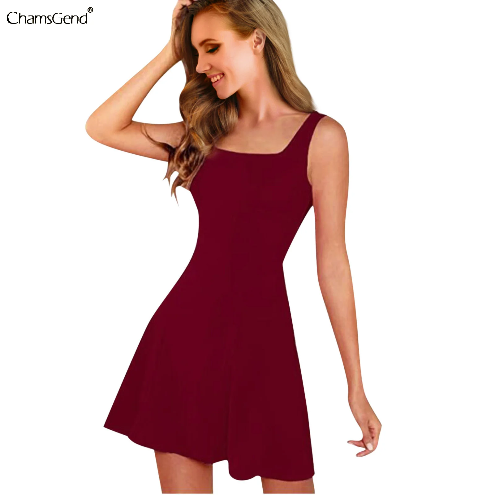 

Sexy Women Dress Halter Sleeveless Mini Woman Dresses Summer Clothes For Dress Lady Solid Suspender A-line Dress Vestidos