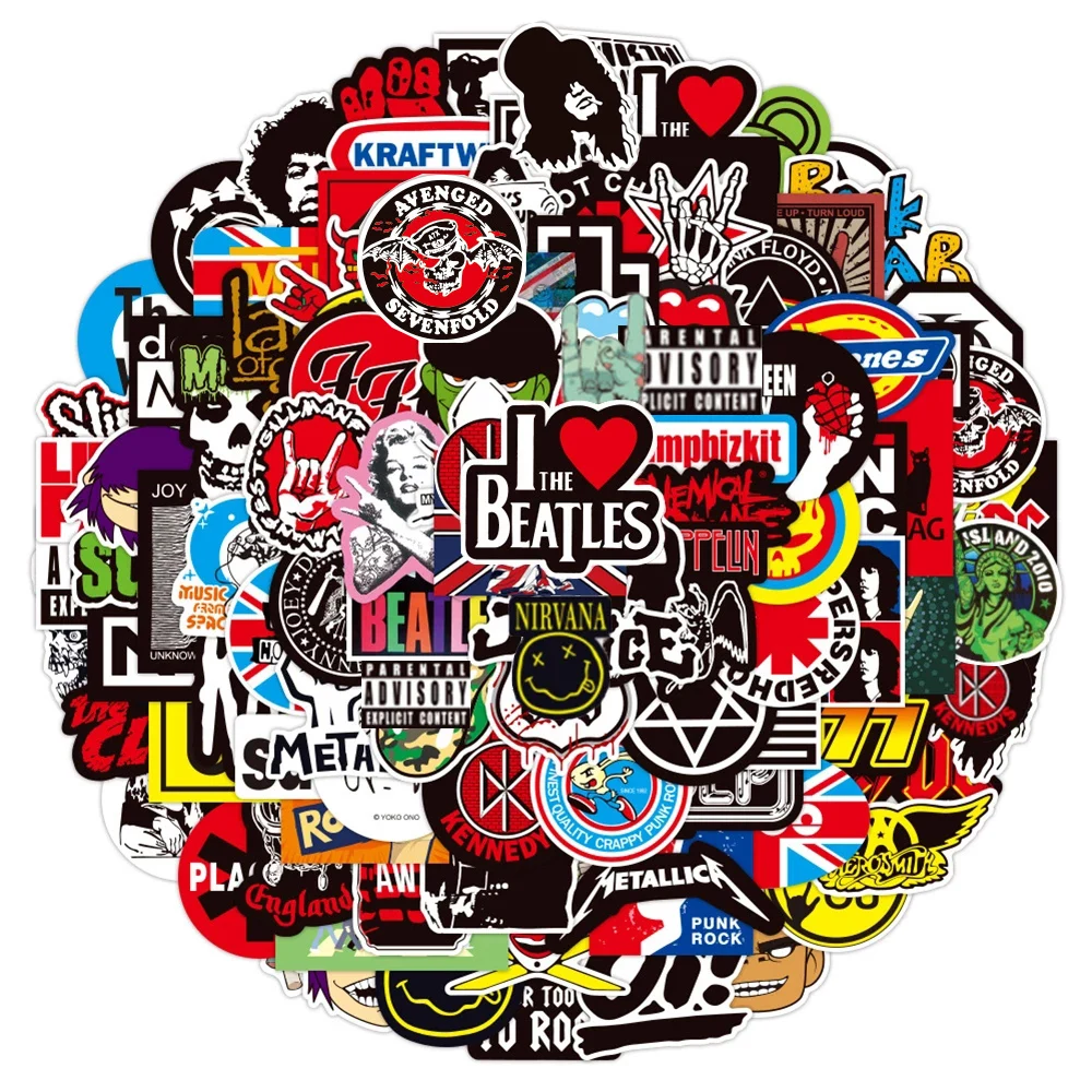 

10/50/100PCS Hip Hop Rock Band Stickers Aesthetic Phone Motorcycle Laptop Graffiti Decal Waterproof DIY Cool Sticker for Kid Toy