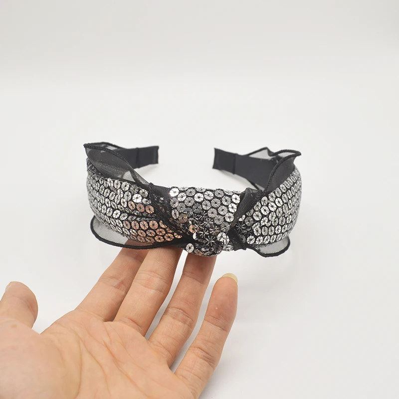 

Fashion Bow Hairband for Women Reflective Shining Lace Wide Headband Knotted Hair Bows Girls Hair Accessories Korea Headwear