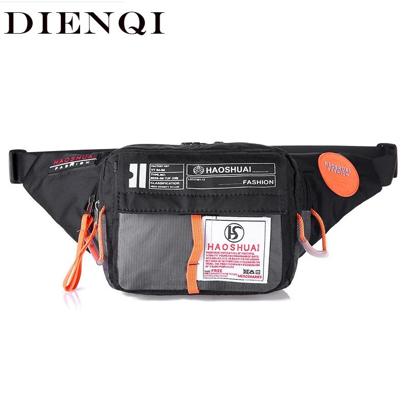 

DIENQI Men Waist Bag Fanny Pack Waterproof Large Phone Belt Bag Purse Pouch Male Travel Chest Bag Strap Cross Banana Hip Bag