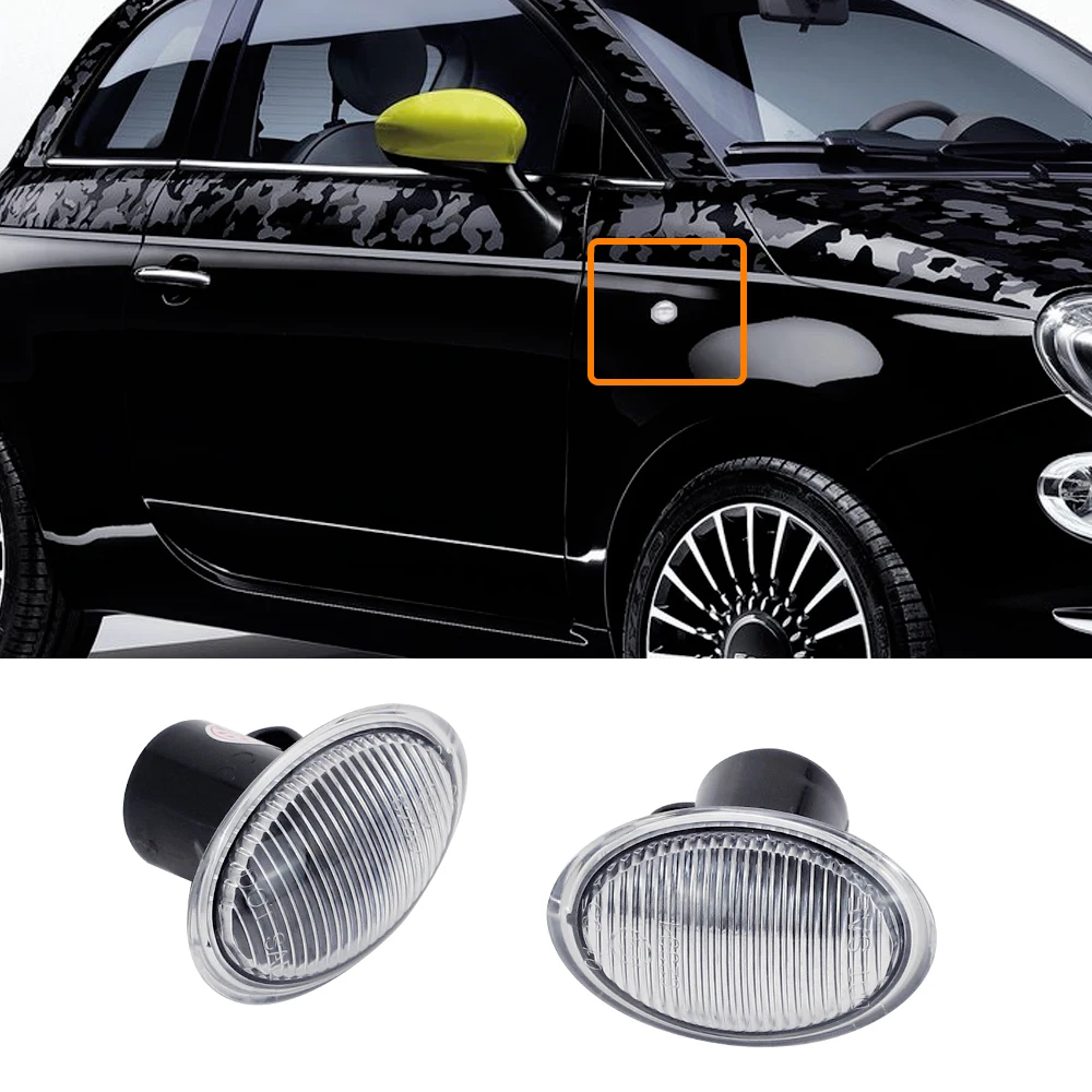 

2PCS Clear OEM Side Marker Turn Signal Light For FIAT 4S 500 MCA 63 500 USA 3P NUOVA 500 4U 500 ABARTH MCA Ford Lancia Ypsilon