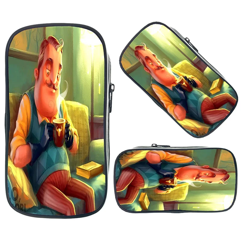 Горячая игра Hello Neighbor косметические Чехлы двойной карандаш держатель детские