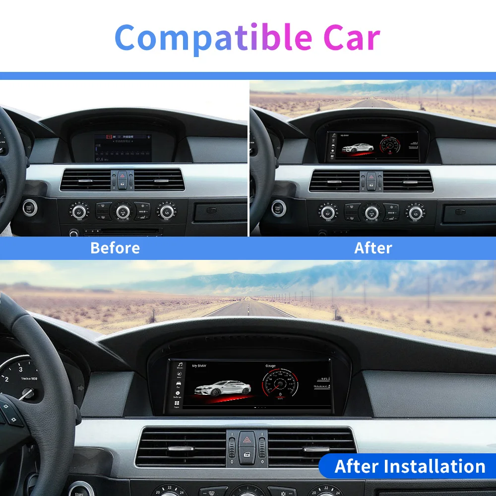 Система Android 10 Автомобильный GPS навигатор Экран для BMW E60 E61 E62 E63 E90 E91 E92 E93 WIFI 4 + 64 ГБ BT