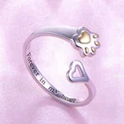 кольцо женское кольца 2021 тренд Изысканное кольцо с кошкой и надписью, женское милое кольцо, простое модное кольцо в форме сердца, однотонное романтичное кольцо для любви, регулируемое Открытое кольцо
