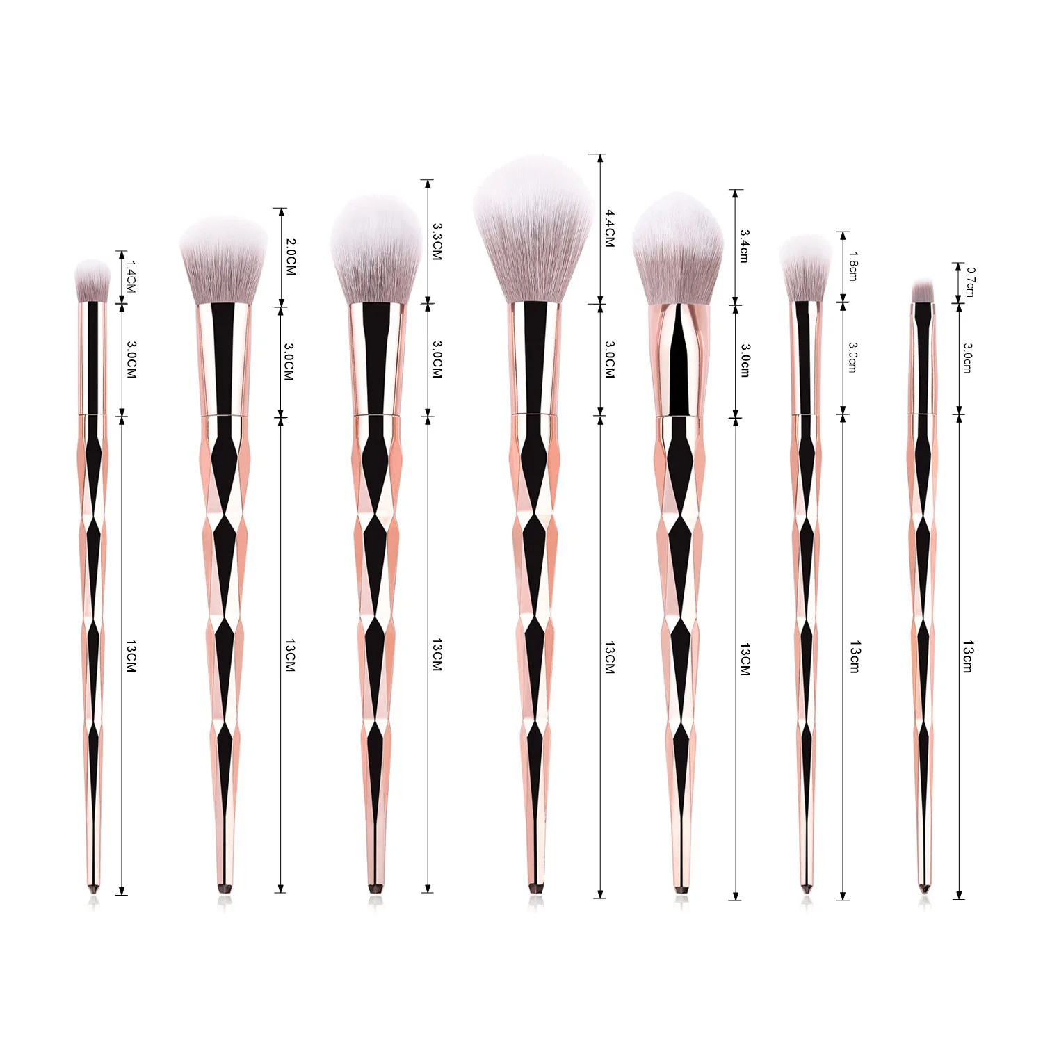 7 шт. розовое золото алмаз Макияж Кисти Набор Пудра основа тени для век Румяна