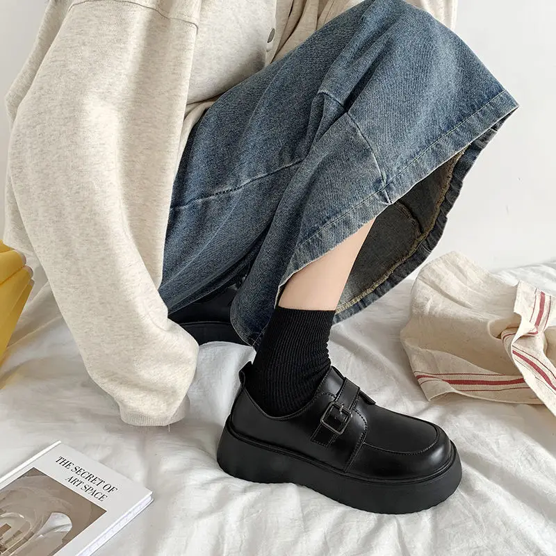 

Lolita shoes New female Mary Jane shoes Japanese JK uniform thick-soled leather shoes 2022 black retro loafers College girl shoe