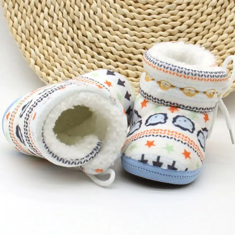 Зимняя Теплая обувь Bobora с принтом для маленьких девочек флисовая мягкая детской