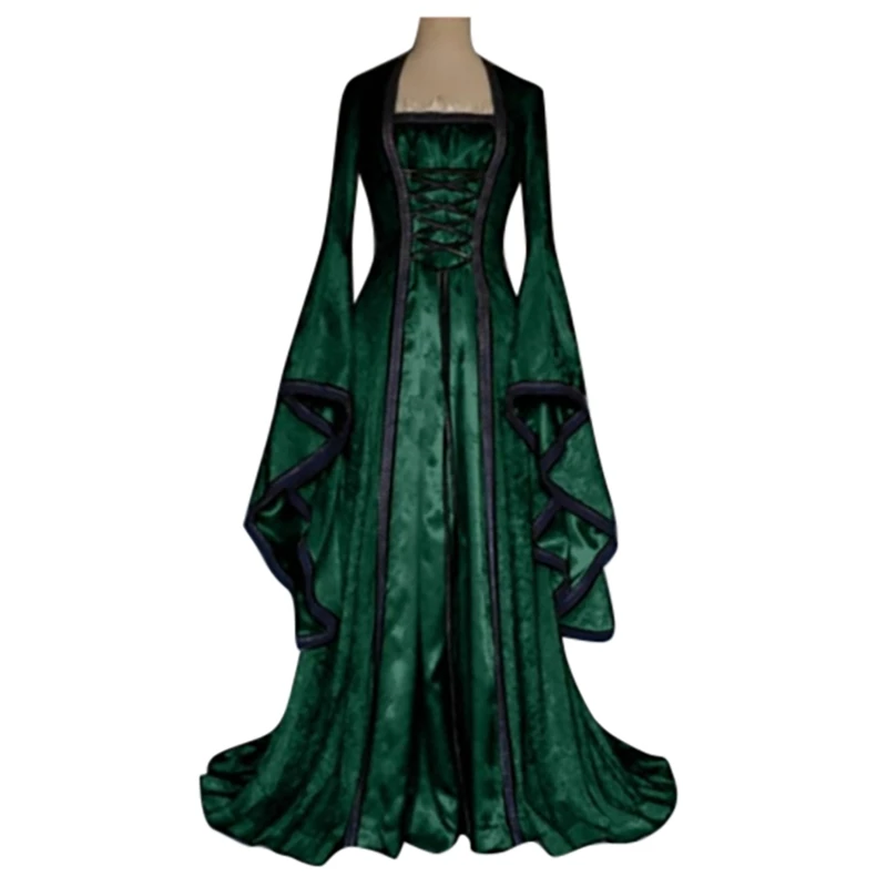 

Gothic Medieval Dress Cosplay Carnival Halloween Costume for Women Retro Vestidos Court Long Robe Noble Princess Palace Party