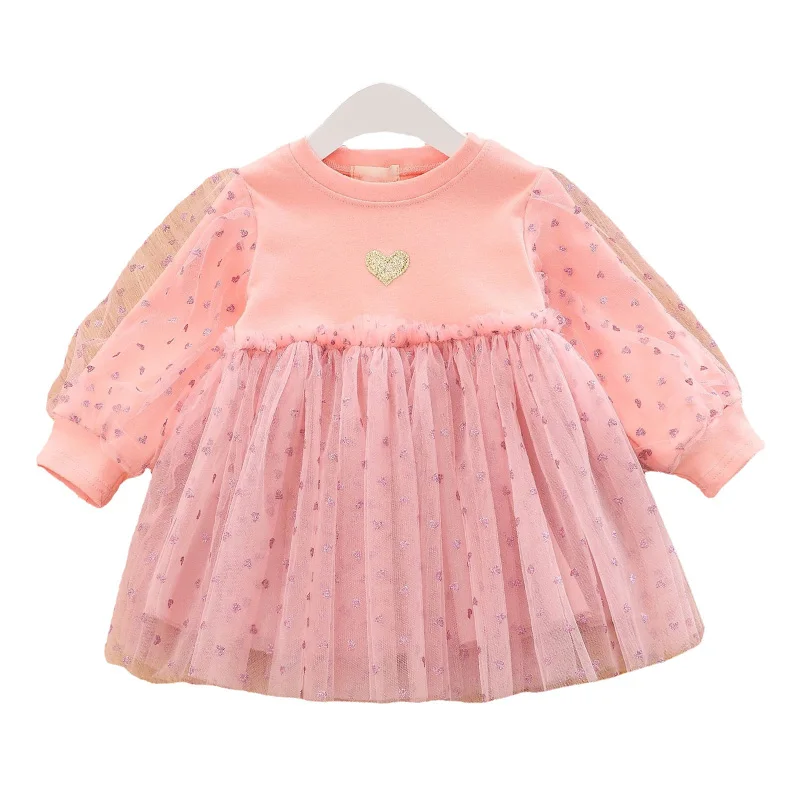 0-3T Baby Girls Dress Spring Autumn Long Sleeve Lace Princess Dresses Toddler Girls Clothes First Birthday Dress for Girl Baby