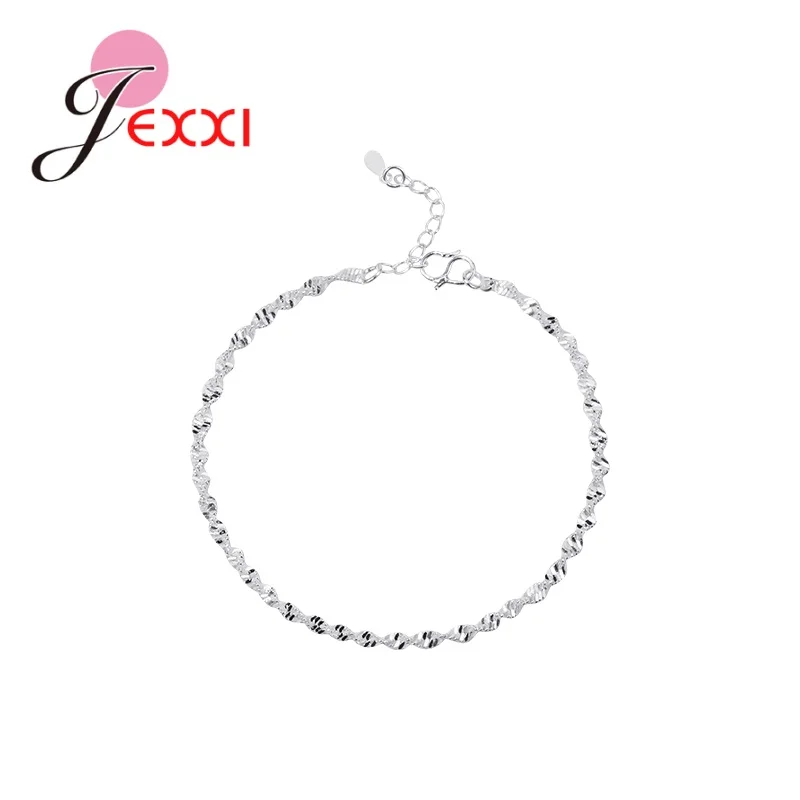 

Новинка, ювелирные изделия из стерлингового серебра 925 пробы для женщин и девушек, модная цепочка, шарм, браслет с витой веревкой, ювелирные ...