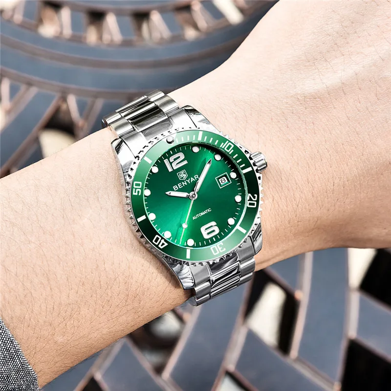 Мужские автоматические механические Спортивные часы Benyar Роскошные военные