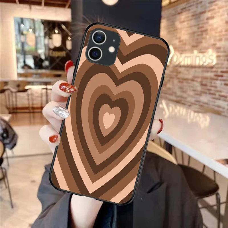 

Luxury Soft Silicone Phone Case Cover For iPhone 12 11 Pro Max 7 8 Plus 6 6S Xs Xr Max X SE 2020 mini Latte Love Coffee Heart