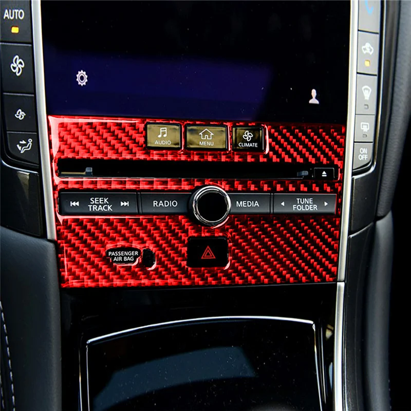 

Для Infiniti Q50 Q50L 2014-2018, центральное управление из углеродного волокна, крышка CD панели, отделка, Аксессуары для стайлинга автомобиля