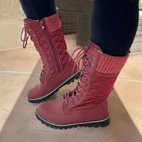 winter boots women high quality warm snow boots lace up comfortable flats female shoes round toe fashion mid calf martin boots