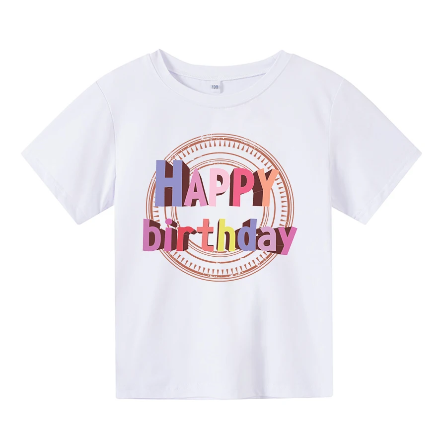

Men's and women's children's summer T-shirt cute birthday printing 4-14 years old happy birthday graphic casual T-shirt