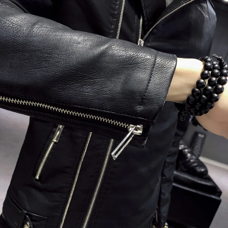 

Autumn outfit new fashion move, cultivate one's morality locomotive leather men 's pu leather jacket short coat