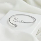 Браслет женский из нержавеющей стали с именем под заказ, Открытый браслет в форме сердца, модная простая бижутерия для свадьбы, вечеринки, подарок на день рождения