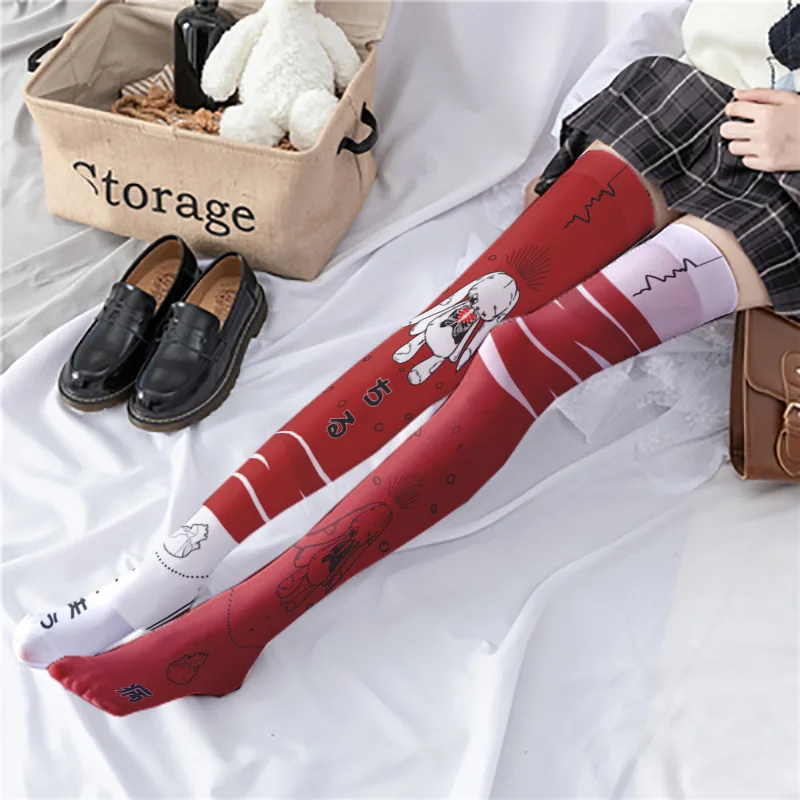 

Ladies socks cartoon anime lolita pantyhose cute Lolita print bottoming socks