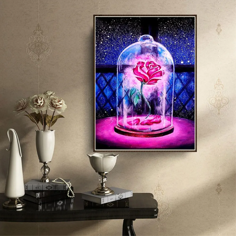 Вышивка крестиком алмаз картина свадебный Декор Сделай Сам Роза в бутылке 20*25 см