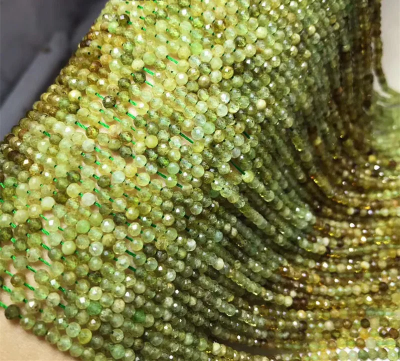 Круглые граненые бусины зеленого апатита/цаворита 3 мм 37 см для самостоятельного