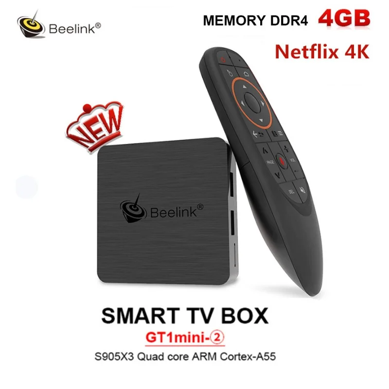 Смарт ТВ приставка Beelink GT1 mini 2 с поддержкой Netflix HD iptv amlogic S905X3 Android 9 0 4 Гб 64 Голосовое
