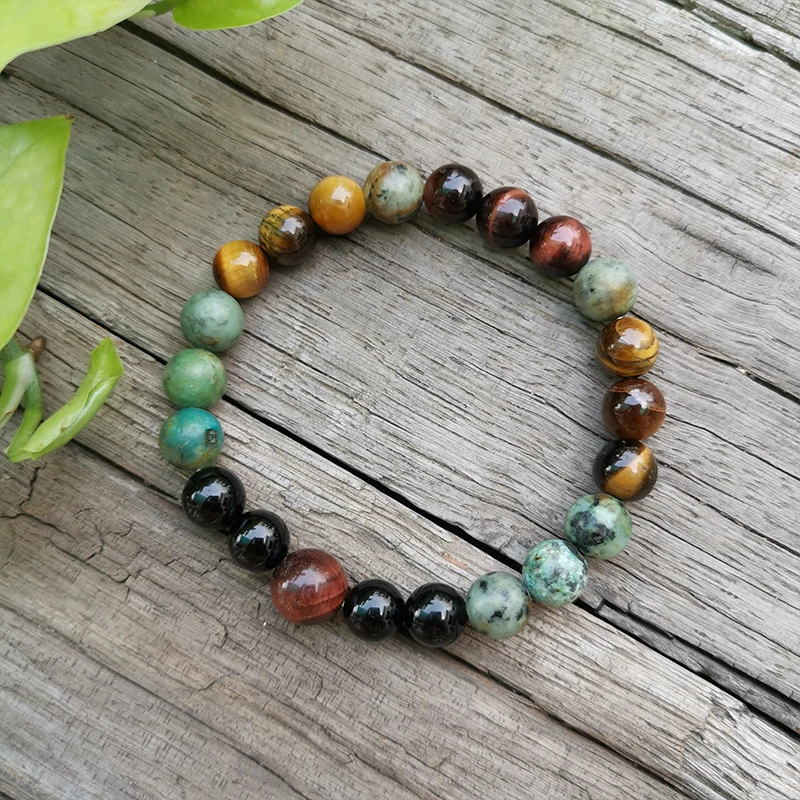 Бусина из натурального камня 8 мм африканская бирюза глаза тигров пробуждение