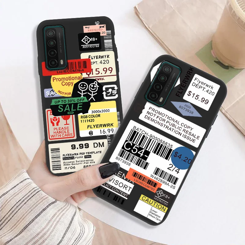 For Huawei P Smart 2019 Case Luxury Label Barcode Soft Cases For Huawei Nova 5T P Smart 2021 PSmart S 2019 PSmart Z 2020 Cover