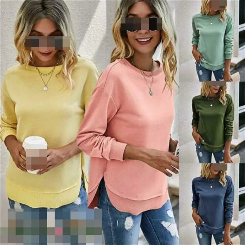 

Plain Casual Jumper Long Sleeve Top Sweatshirt Ladies Patchwork Pullover Womens