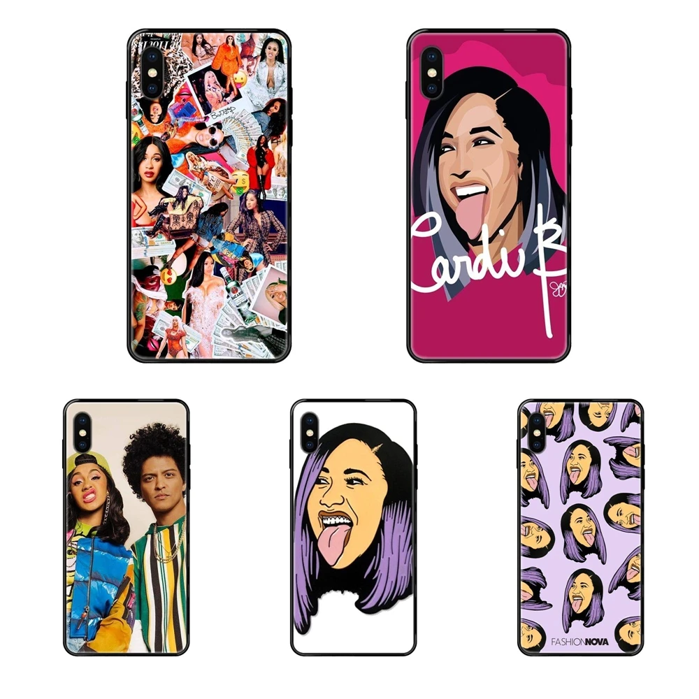 Модный черный мягкий ТПУ чехол с рисунком Nova Cardi B язычком сделай сам для Apple iPhone 5 5C
