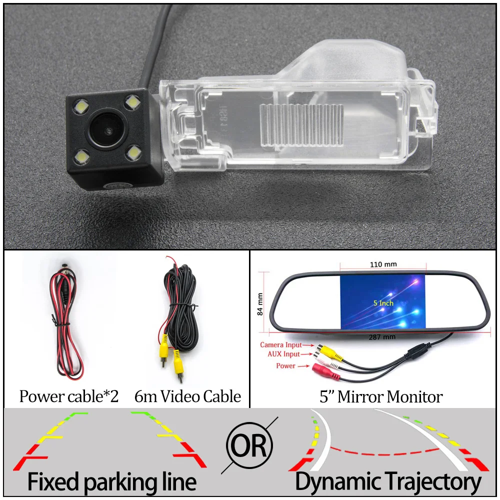 4LED N 5 inch Mirror Для Ford Escape 2008-2012/Explorer U251 2006-2010/Edge U387~ Автомобильная фиксированная или динамическая траектория камера заднего вида - Название цвета: 4LED N 5 inch Mirror