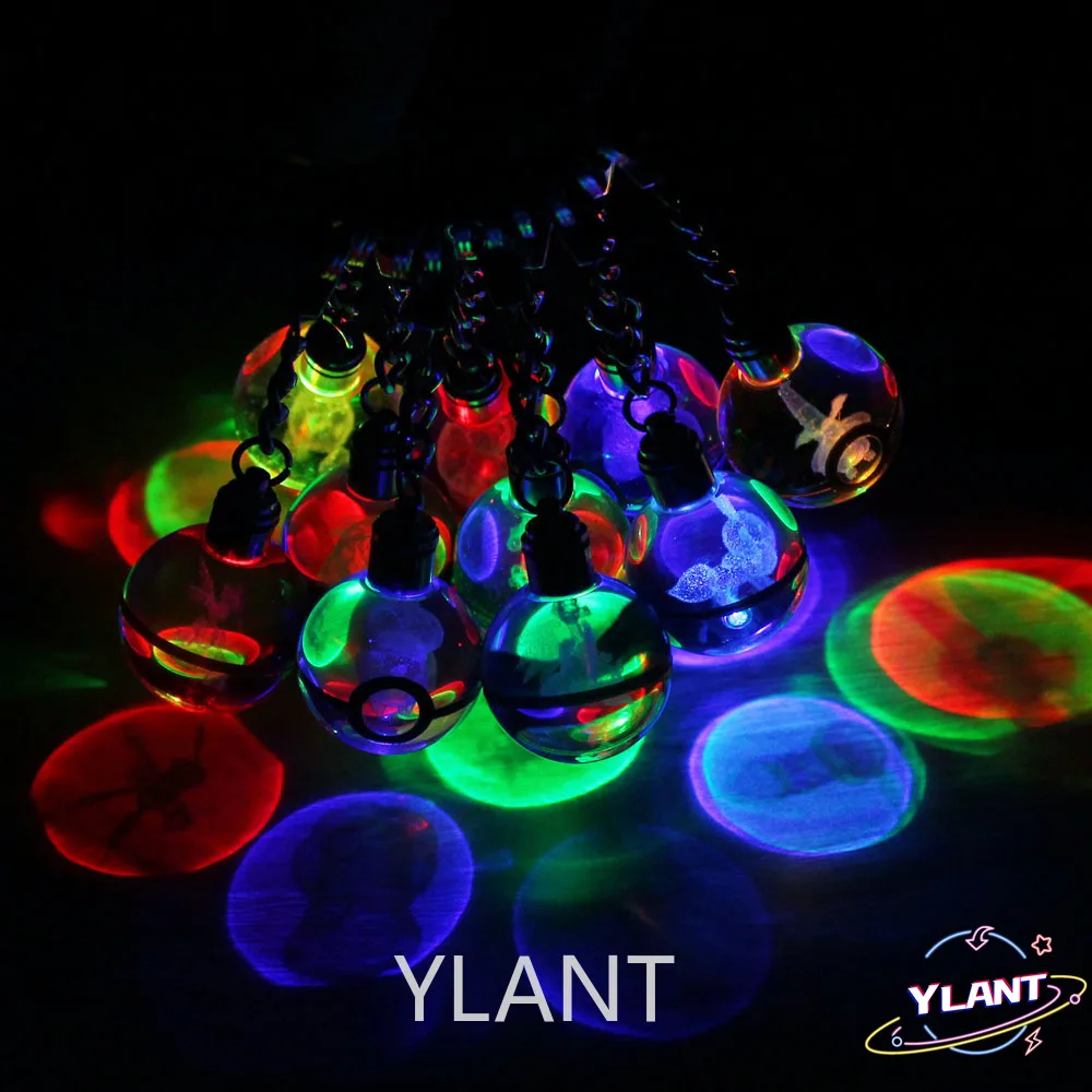 

Hot Sale 3D Engraving Glass ball Lamp Novelty Light LED Keychain Colorful Pendant for Child's Gift